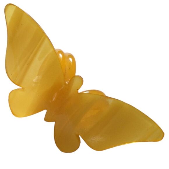 Vintage Butterfly Scarf Clip Holder Slide Lucite Marbled Yellow Mid Century Mod. - Picture 11 of 16